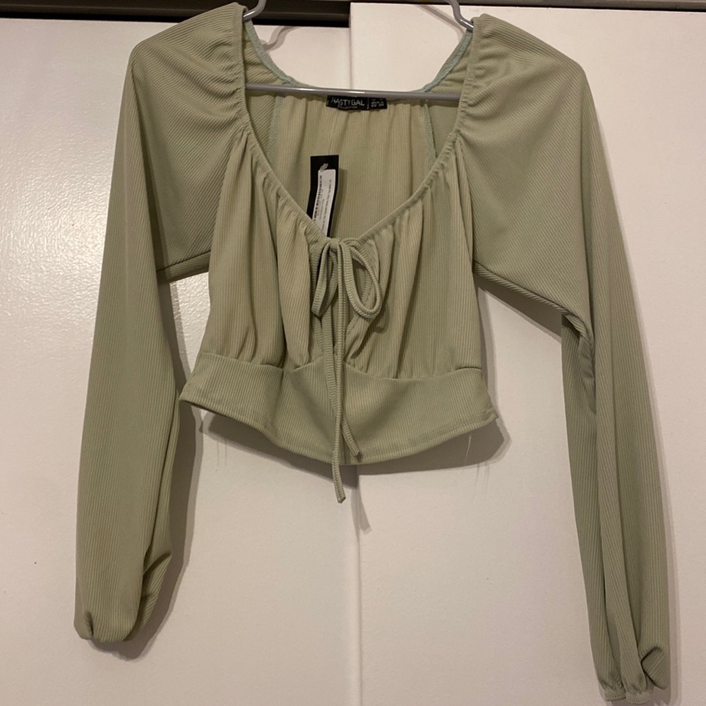 sage green crop top
